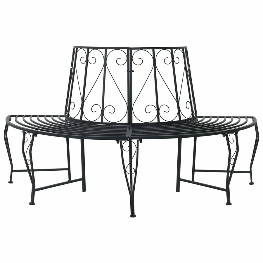 Banc d'Arbre 4-Nombre de places 160 x 80 x 89 cm Acier Noir