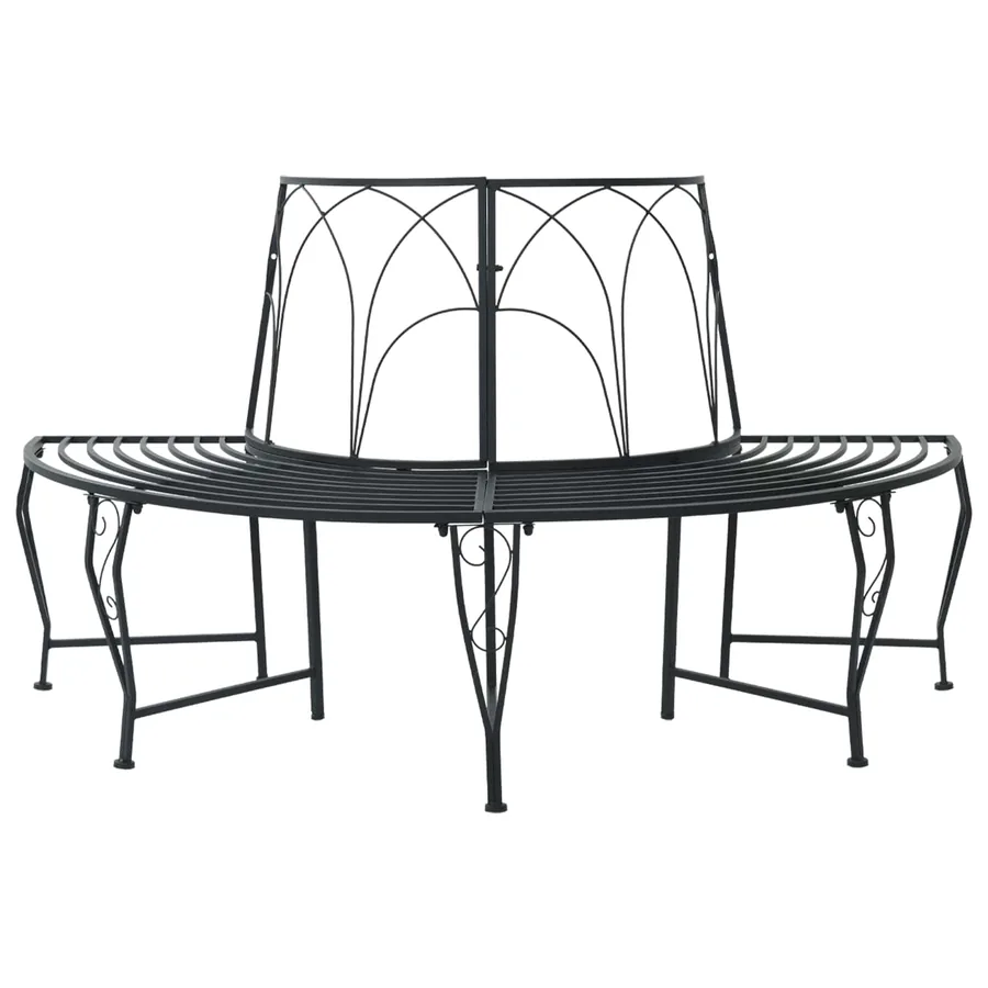 Banc d'Arbre 4-Nombre de places 160 x 80 x 89 cm Acier Noir