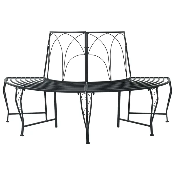 Banc d'Arbre 4-Nombre de places 160 x 80 x 89 cm Acier Noir