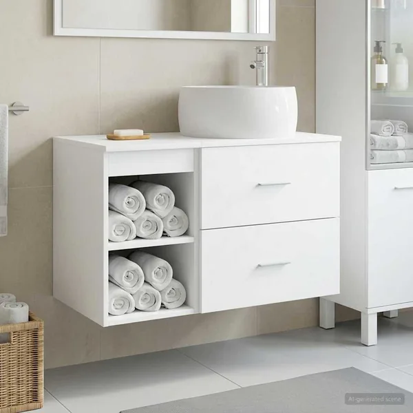 Ensemble de mobilier de salle de bain 2 pcs Blanc
