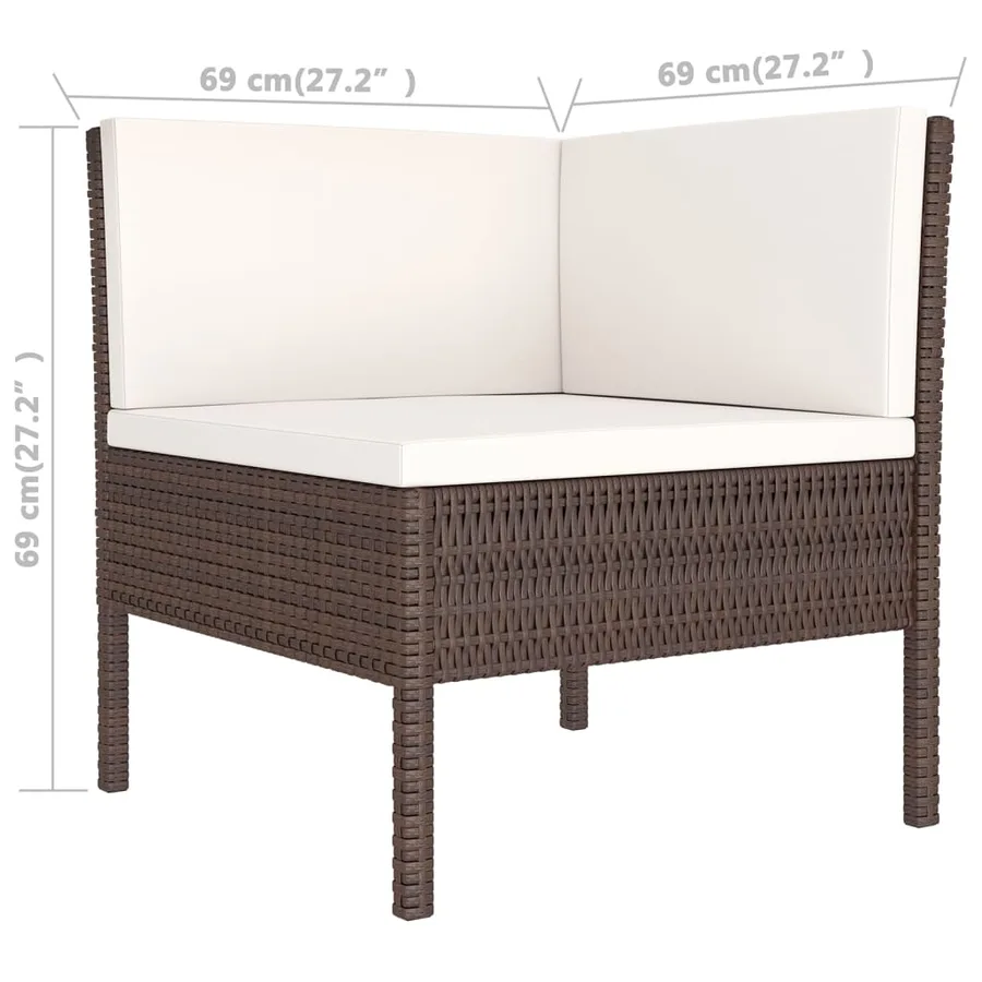 Salon de jardin 6 pcs avec coussins Résine tressée Marron - 10