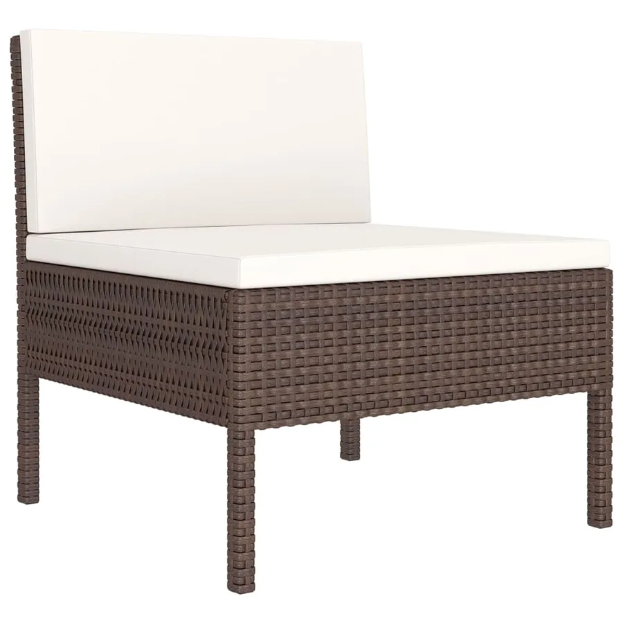 Salon de jardin 6 pcs avec coussins Résine tressée Marron - 4