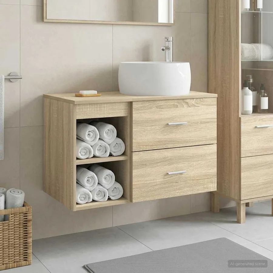 Ensemble de mobilier de salle de bain 2 pcs Chêne Sonoma