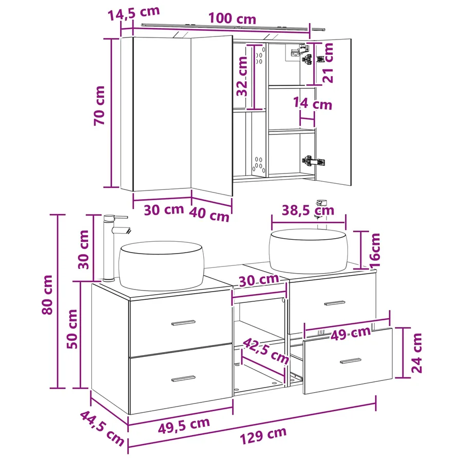 Ensemble de mobilier de salle de bain 4 pcs Blanc - 15