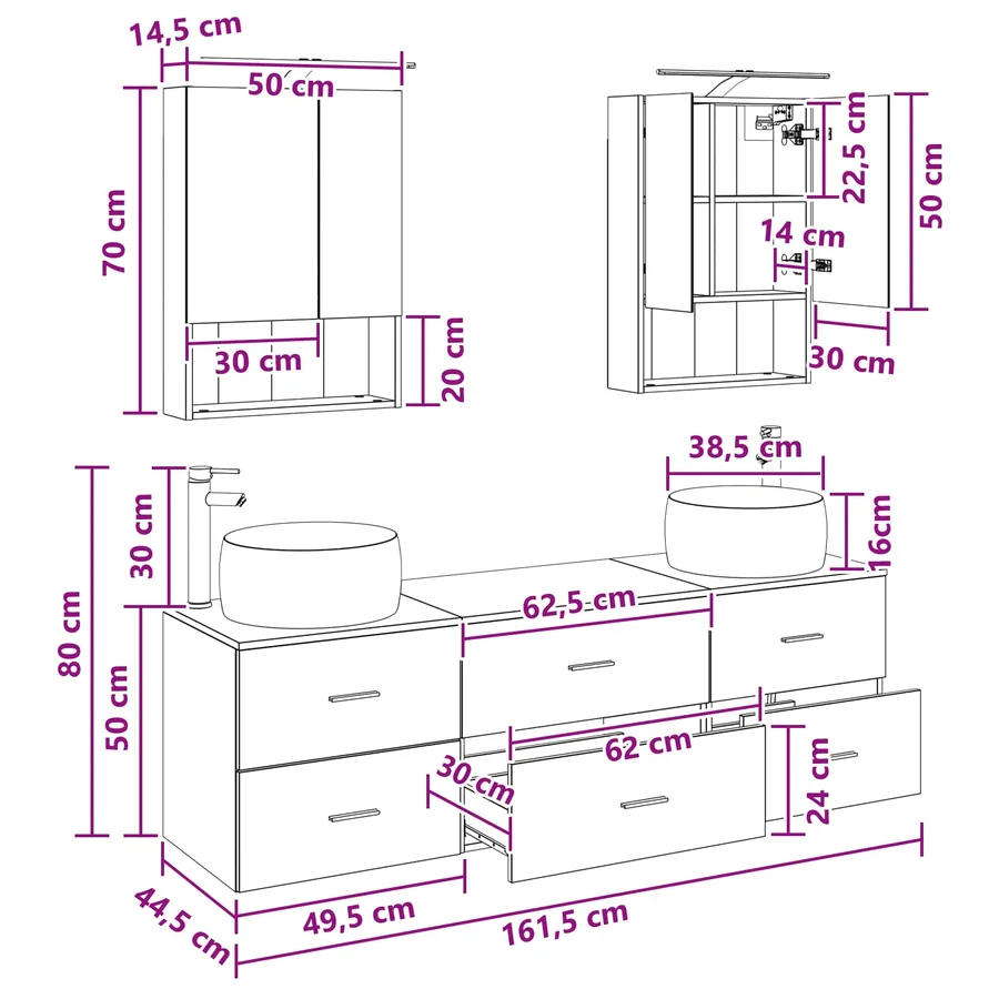 Ensemble de mobilier de salle de bain 5 pcs Chêne fumé - 14