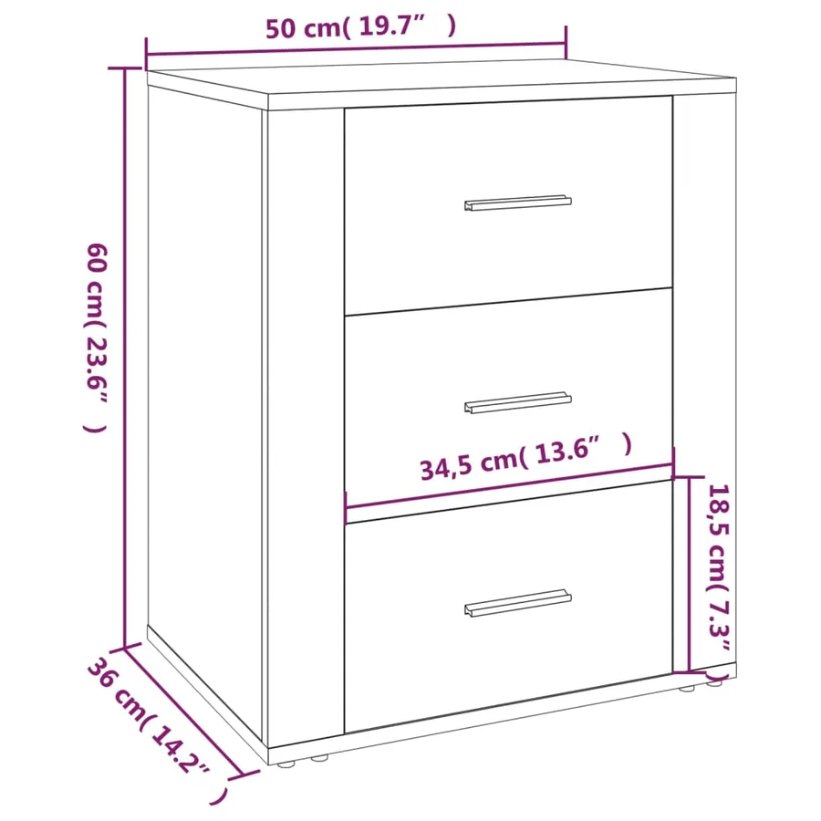 Table de chevet Sonoma gris 50x36x60 cm Bois d'ingénierie - 10