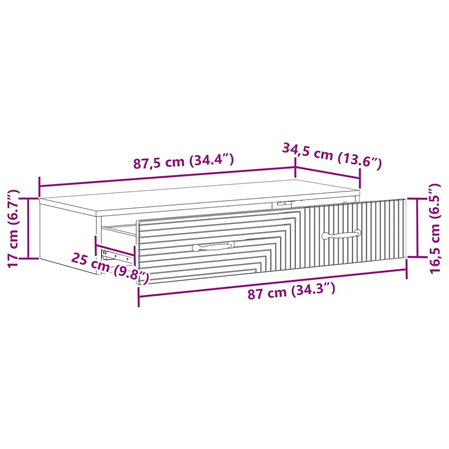 Table d'appoint murale Blanc brillant 87,5 x 34,5 x 17 cm - 10