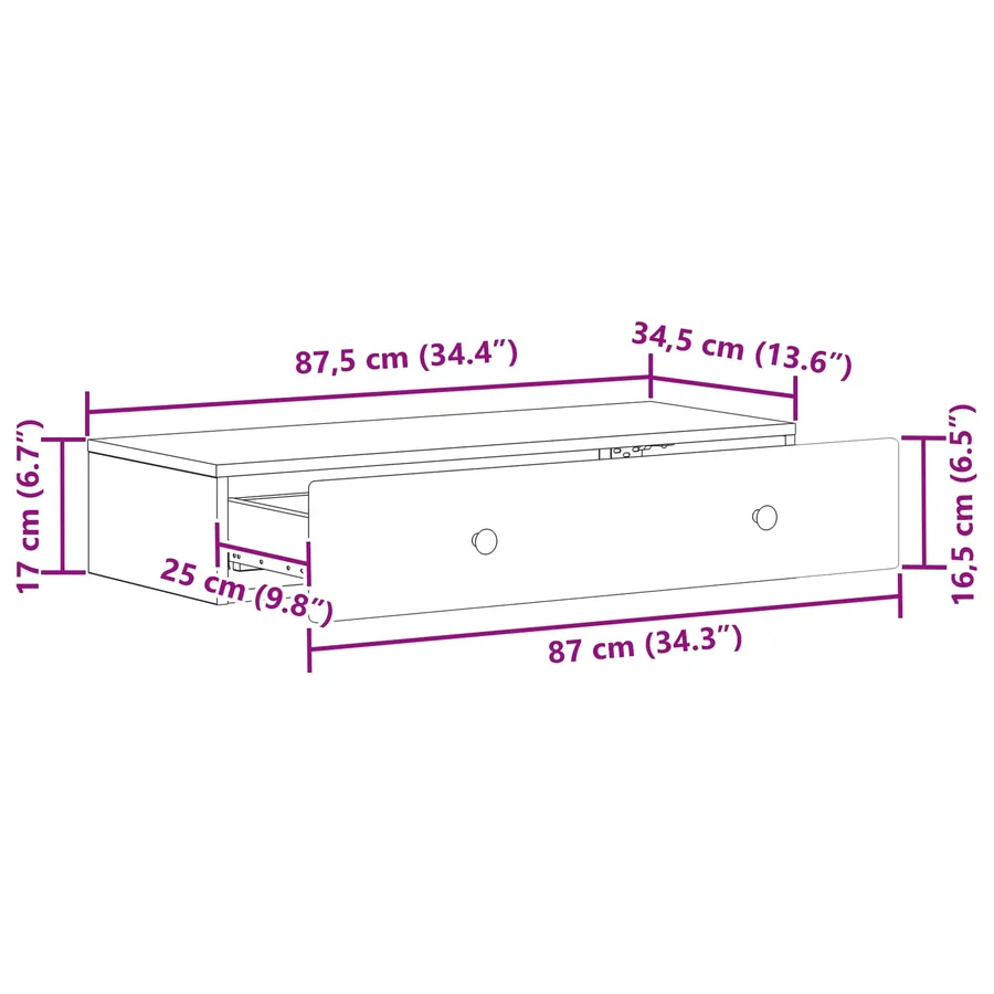 Table d'appoint murale Bois ancien 87,5 x 34,5 x 17 cm - 9