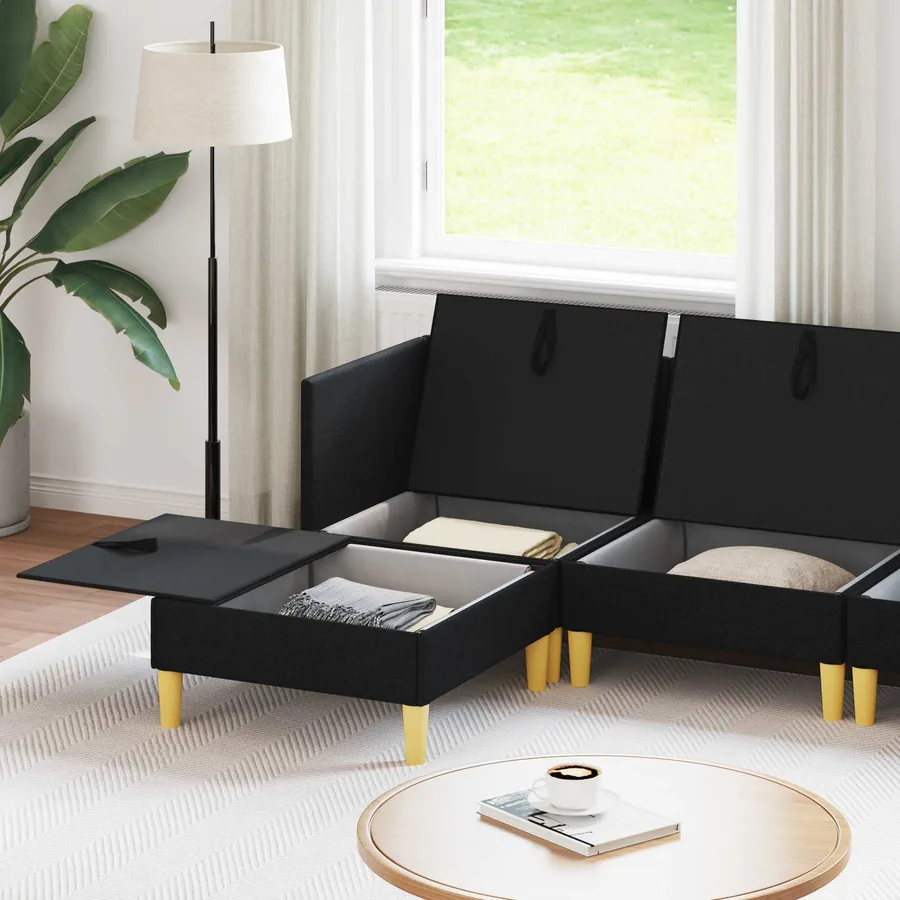 Canapé modulaire avec rangement 6 pcs Noir Tissu - 3