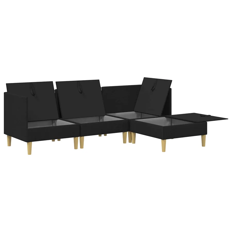 Canapé modulaire avec rangement 4 pcs Noir Tissu - 4