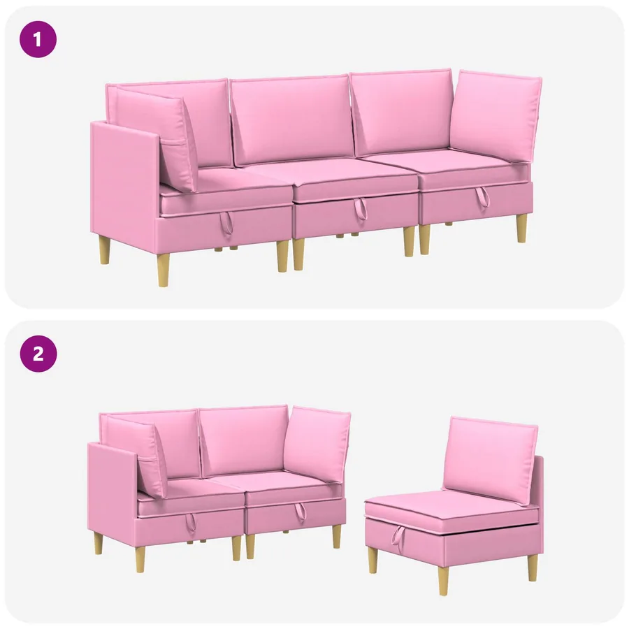 Canapé modulaire avec rangement 3 pcs Rose Tissu - 10