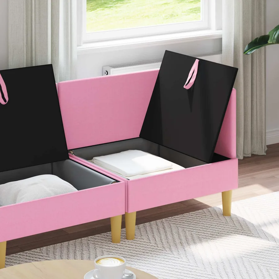 Canapé modulaire avec rangement 3 pcs Rose Tissu - 3