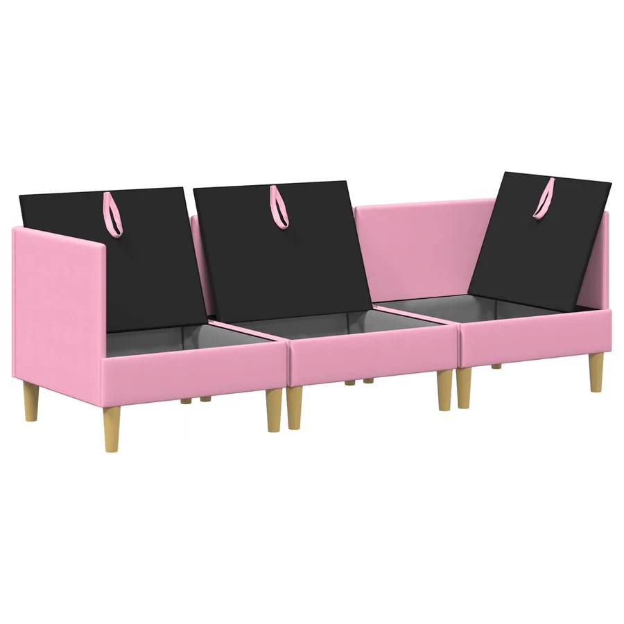 Canapé modulaire avec rangement 3 pcs Rose Tissu - 6