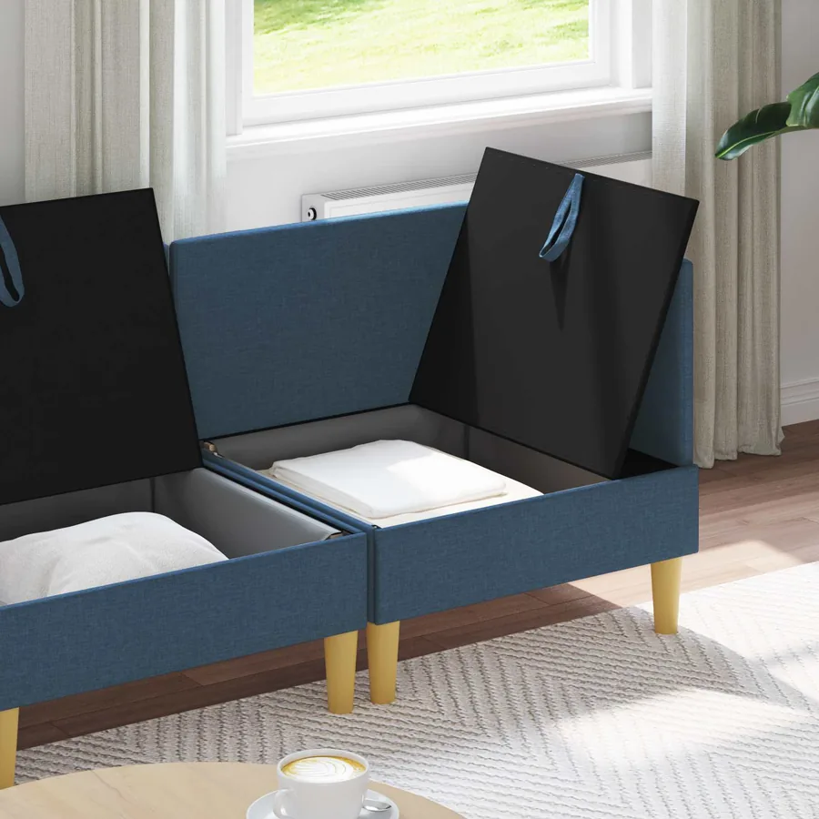 Canapé modulaire avec rangement 4 pcs Bleu Tissu - 3
