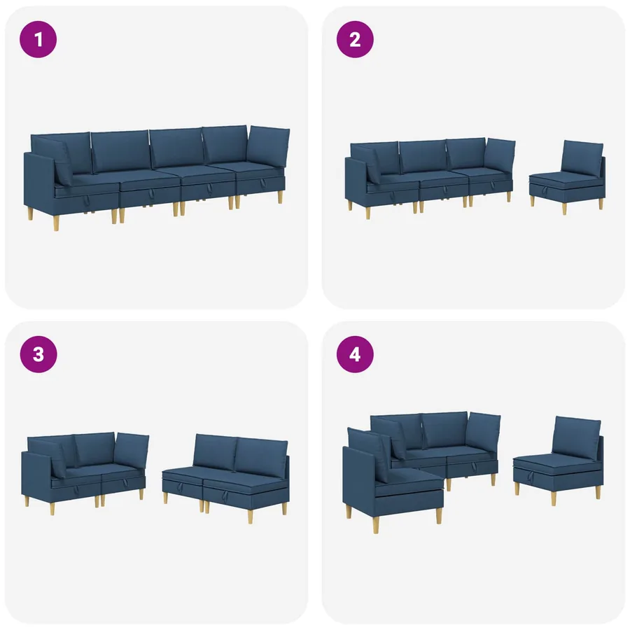 Canapé modulaire avec rangement 4 pcs Bleu Tissu - 8