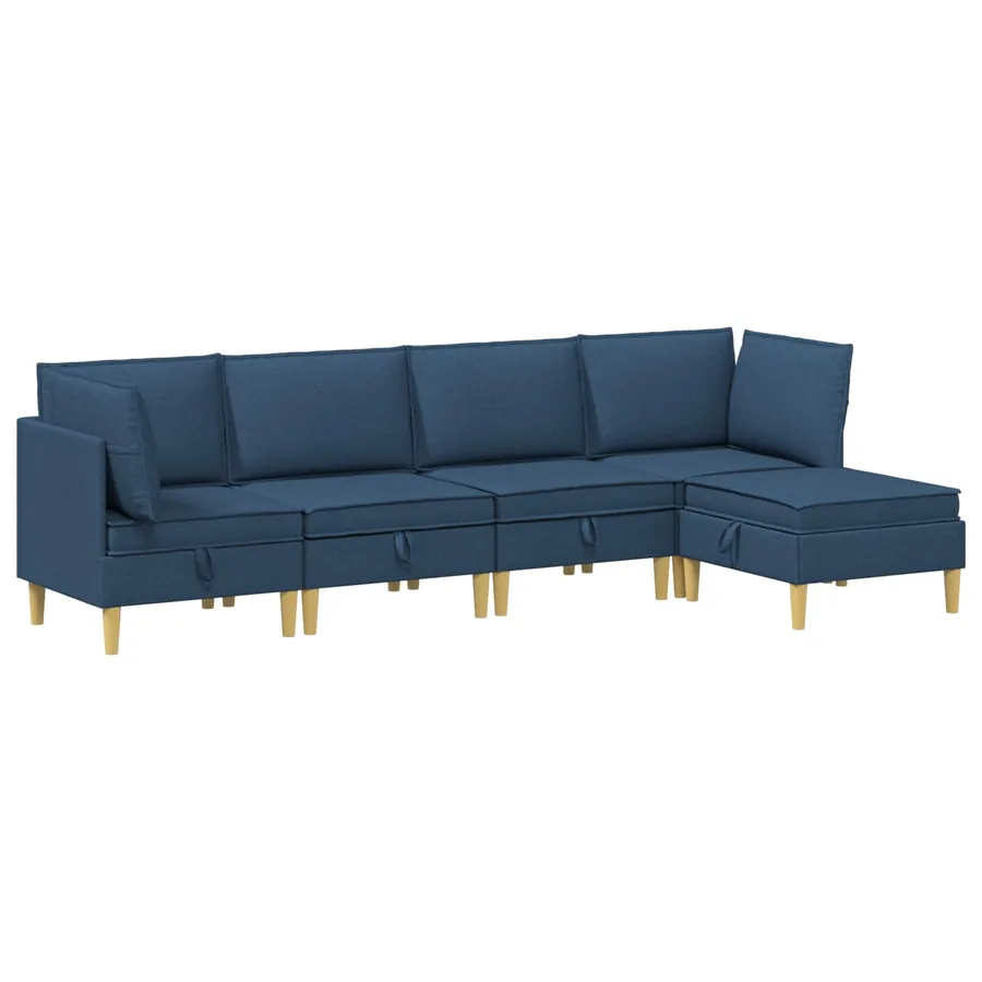 Canapé modulaire avec rangement 5 pcs Bleu Tissu - 2