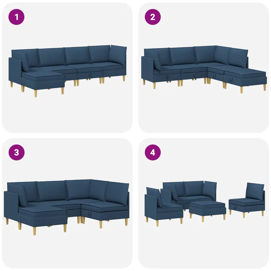 Canapé modulaire avec rangement 5 pcs Bleu Tissu - 9