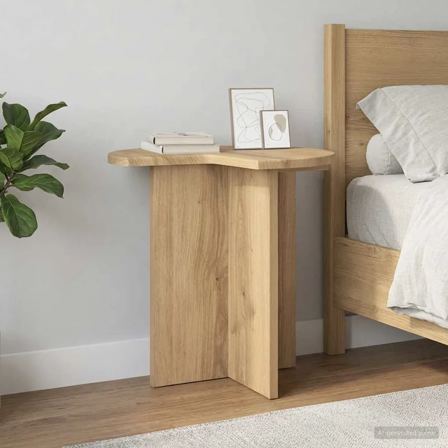 Table d'appoint Chêne artisanal Ø 39 x 38 cm Bois d'ingénierie