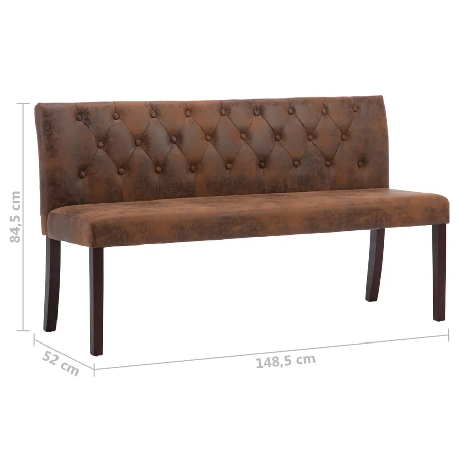 Banc 148,5 cm Marron Similicuir daim - 7