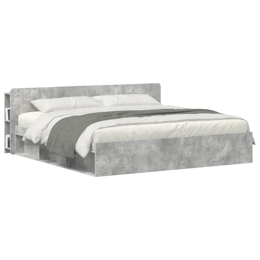Cabinet de Tête de Lit Gris béton Bois d'ingénierie - 7
