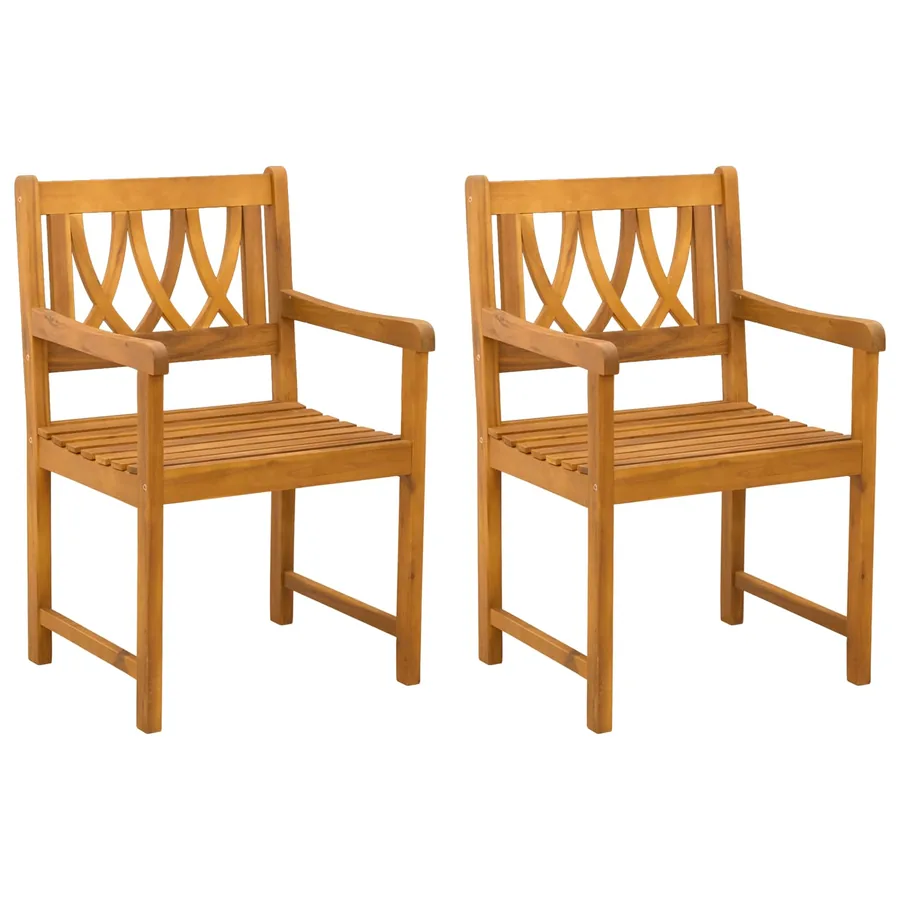 Chaises de jardin 2 pcs Naturel Bois d'Acacia Massif - 2