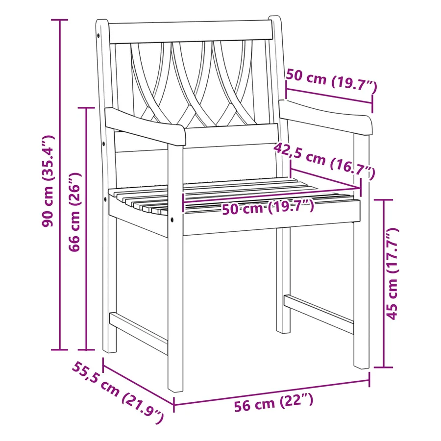 Chaises de jardin 2 pcs Naturel Bois d'Acacia Massif - 8