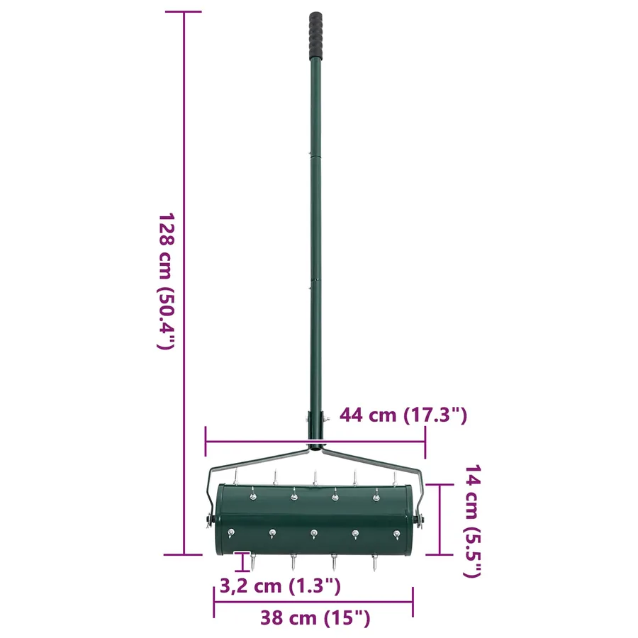 Roller à gazon tiré avec des pinces aérateur Vert 128 x 38 cm - 8