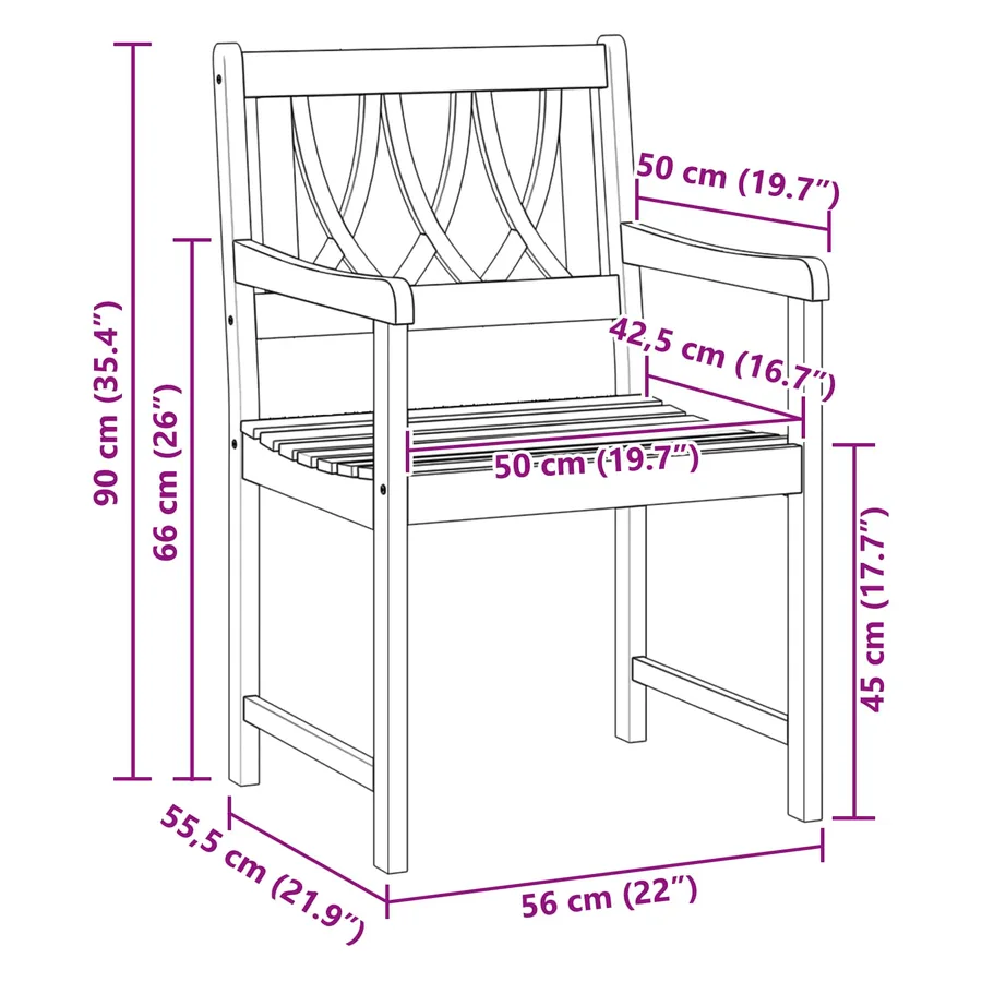 Chaises de jardin 4 pcs Naturel Bois d'Acacia Massif - 10