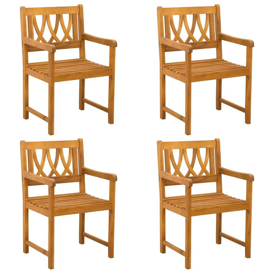 Chaises de jardin 4 pcs Naturel Bois d'Acacia Massif - 2