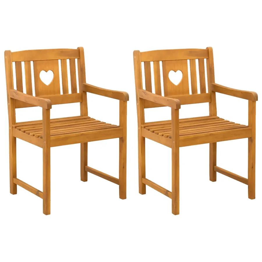 Chaises de jardin 2 pcs Naturel Bois d'Acacia Massif - 2