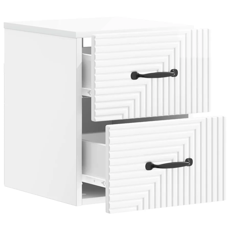 Cabinet de chevet mural Blanc brillant 34,5 x 33 x 40 cm - 4