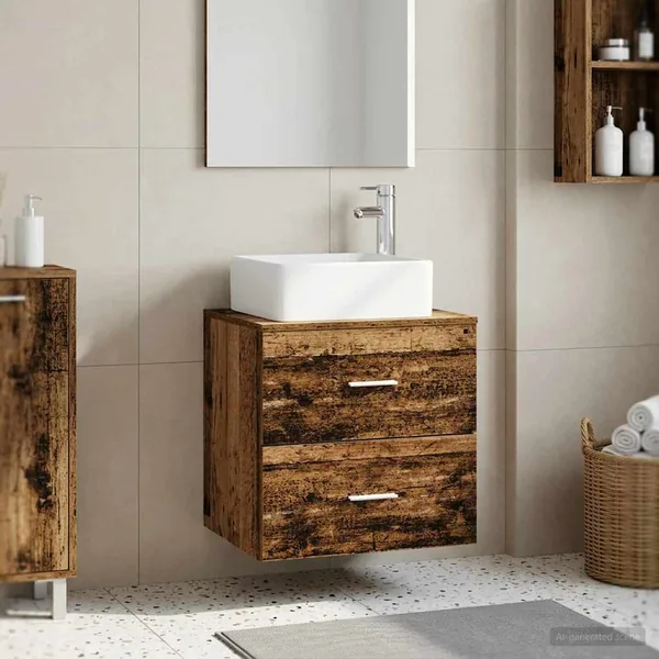 Vanité de lavabo mural Bois ancien 53 x 34,5 x 63 cm