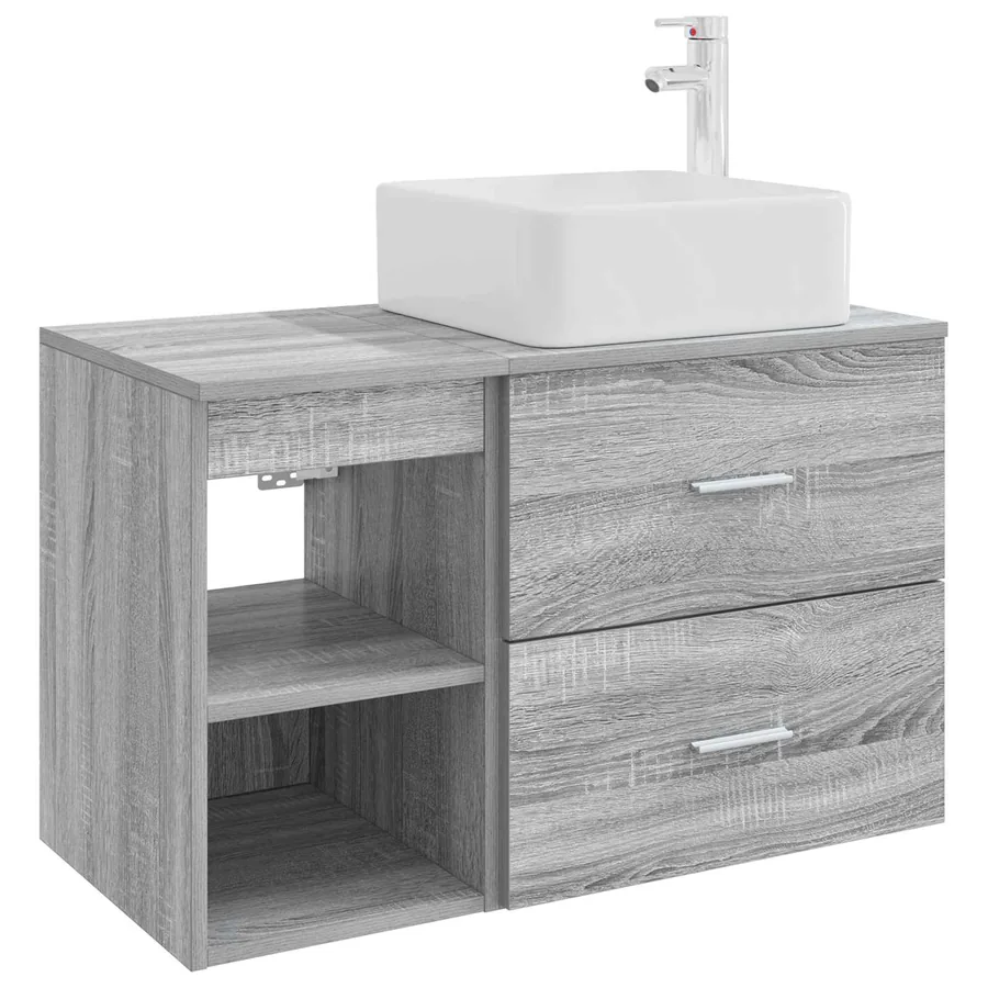Ensemble de mobilier de salle de bain 2 pcs Sonoma gris - 2