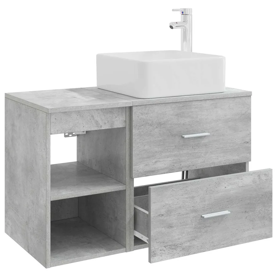 Ensemble de mobilier de salle de bain 2 pcs Gris béton - 4