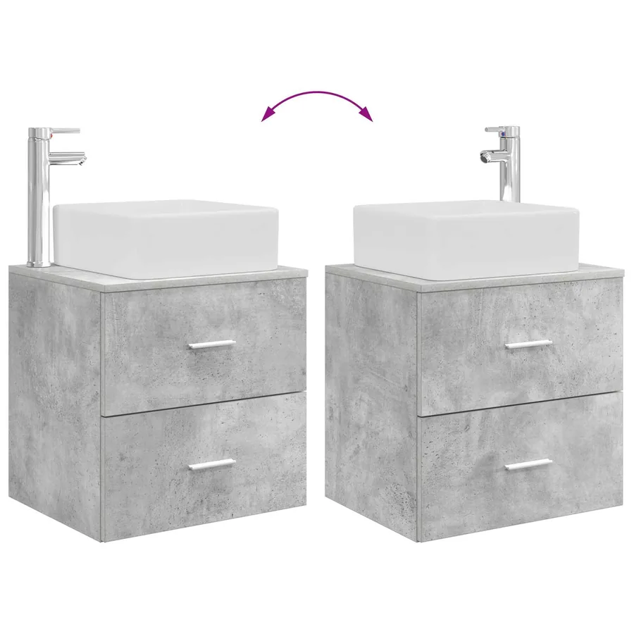 Ensemble de mobilier de salle de bain 2 pcs Gris béton - 9