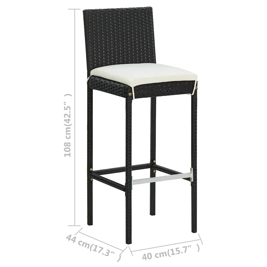 Ensemble de bar de jardin avec coussins 5 pcs Noir - 9