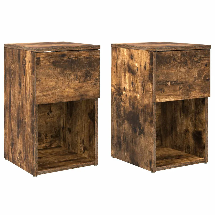 Armoire de lit 2 pcs Chêne fumé 29 x 31,5 x 49 cm - 2
