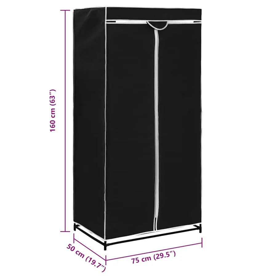 2 pcs Garde-robes Noir 75x50x160 cm - 10