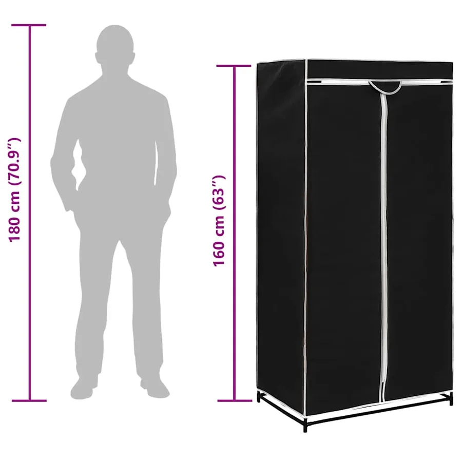 2 pcs Garde-robes Noir 75x50x160 cm - 11