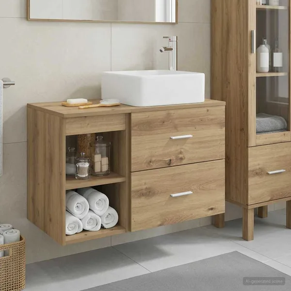 Ensemble de mobilier de salle de bain 2 pc Chêne artisanal