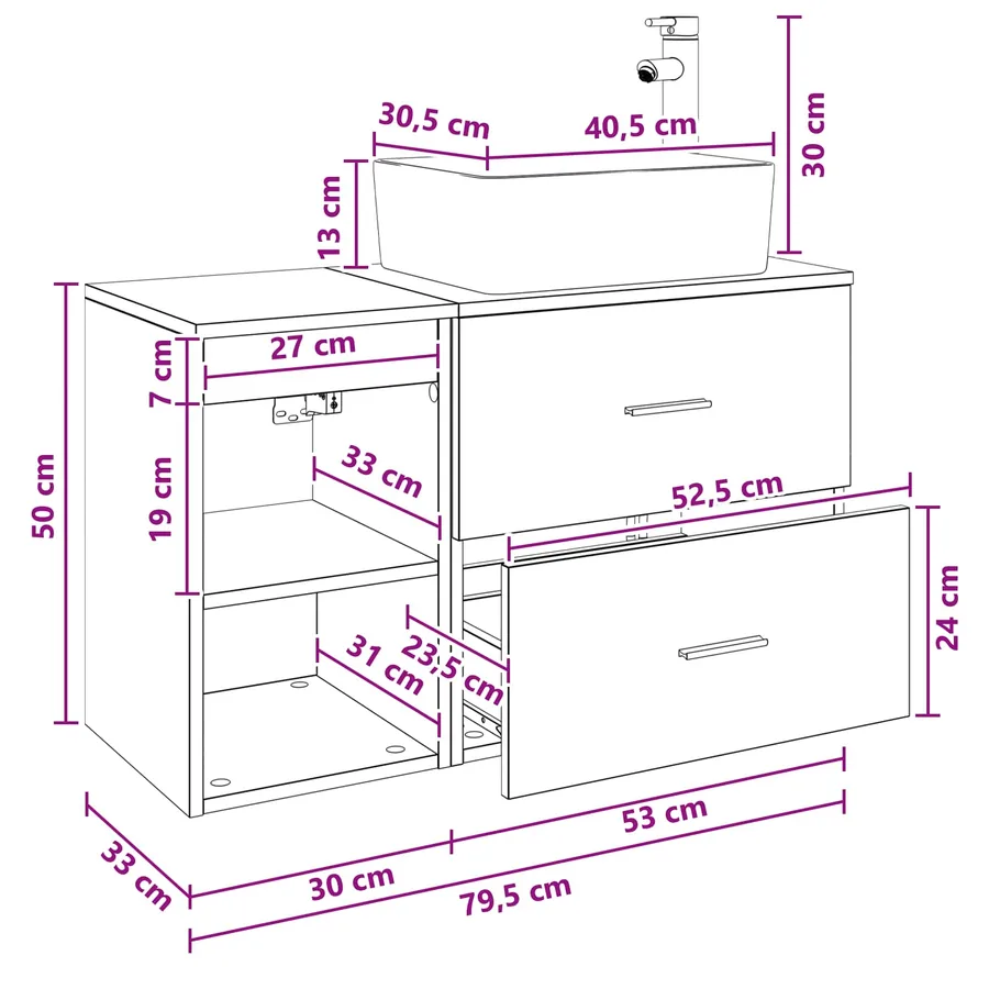 Ensemble de mobilier de salle de bain 2 pc Chêne artisanal - 11