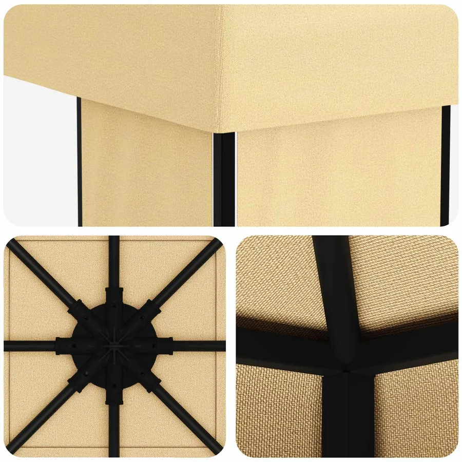 Pavillon 4 × 3 m Crème Polyester et Acier 190 gsm - 5