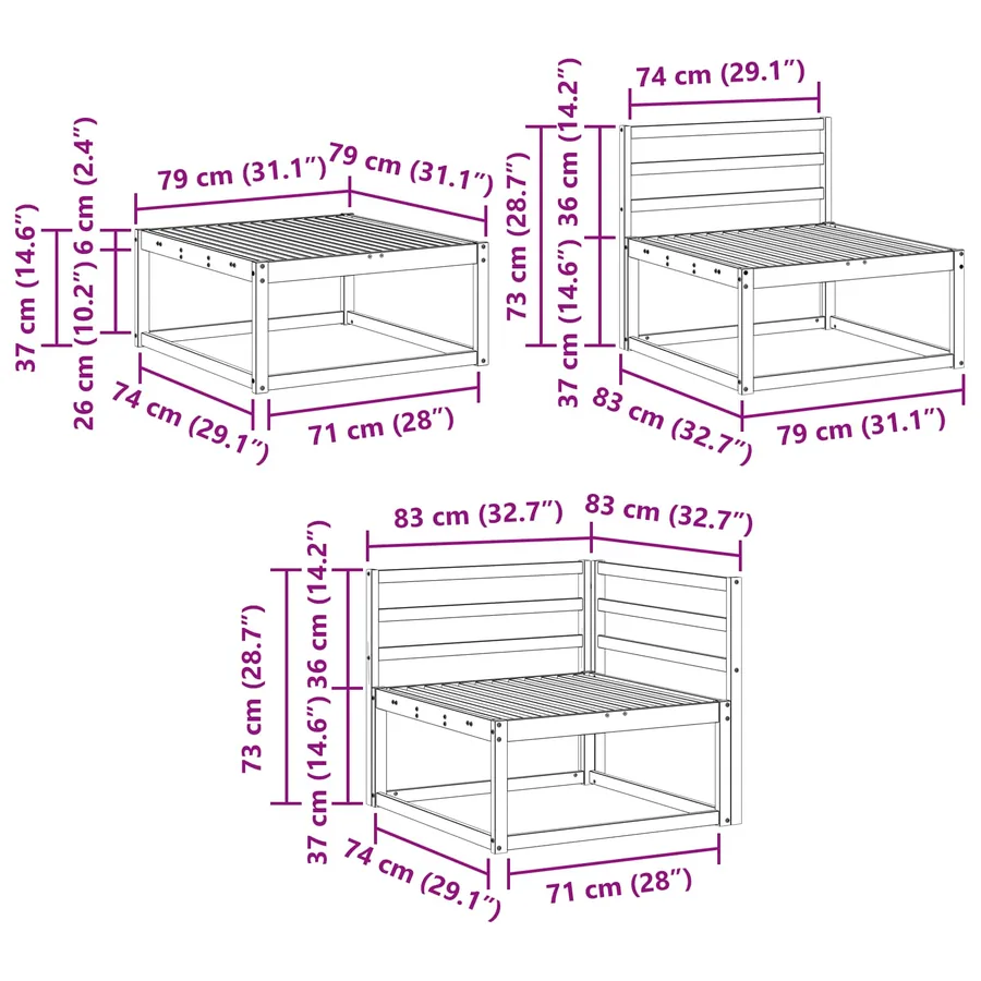 Ensemble de canapés d'extérieur 6 pcs Naturel - 10
