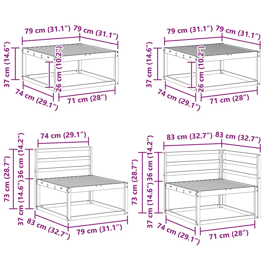 Ensemble de canapés d'extérieur 9 pcs Naturel - 12