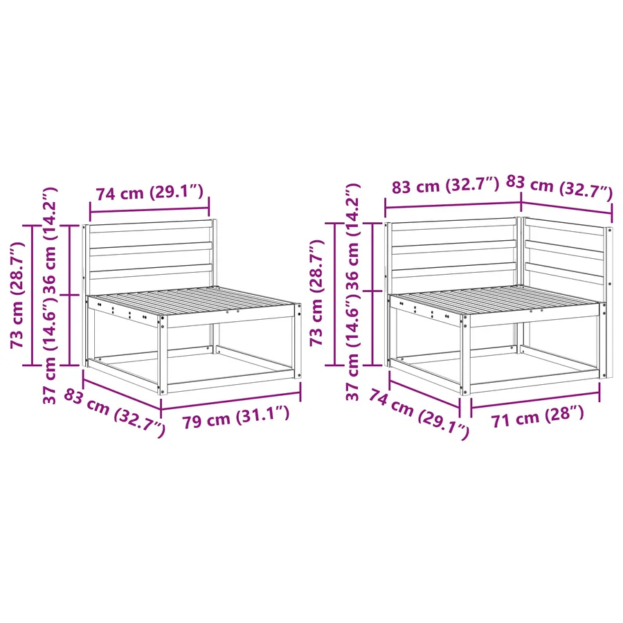 Ensemble de canapés d'extérieur 7 pcs Naturel - 8