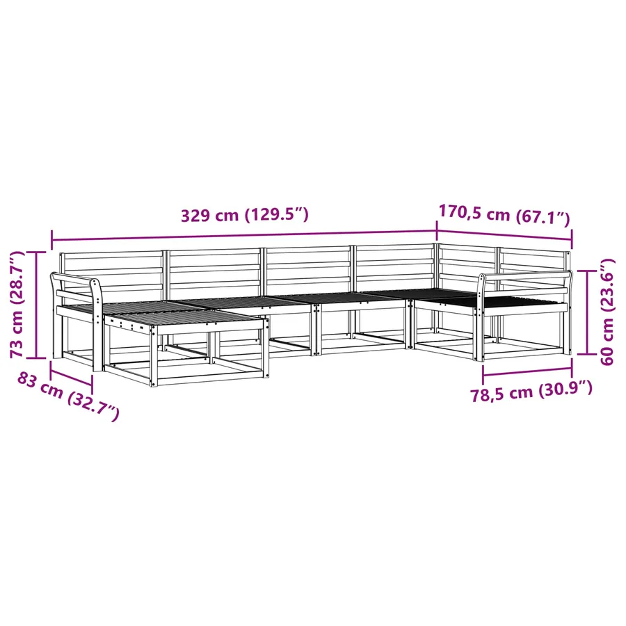 Ensemble de canapés d'extérieur 6 pcs Naturel - 9