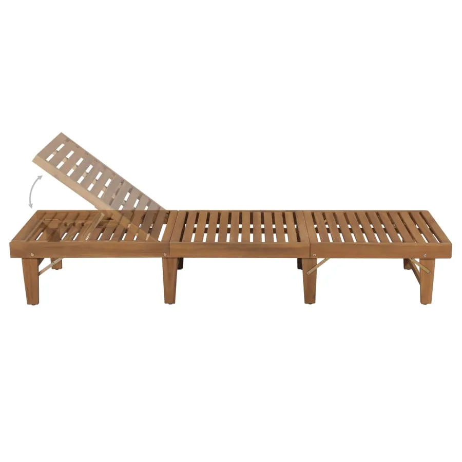 Chaise longue pliable avec coussin Bois d'acacia solide - 3