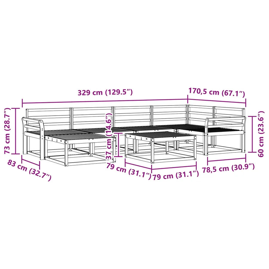 Ensemble de canapés d'extérieur 7 pcs Naturel - 11