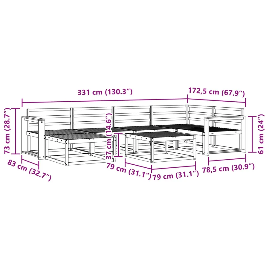 Ensemble de canapés d'extérieur 7 pcs Naturel - 11