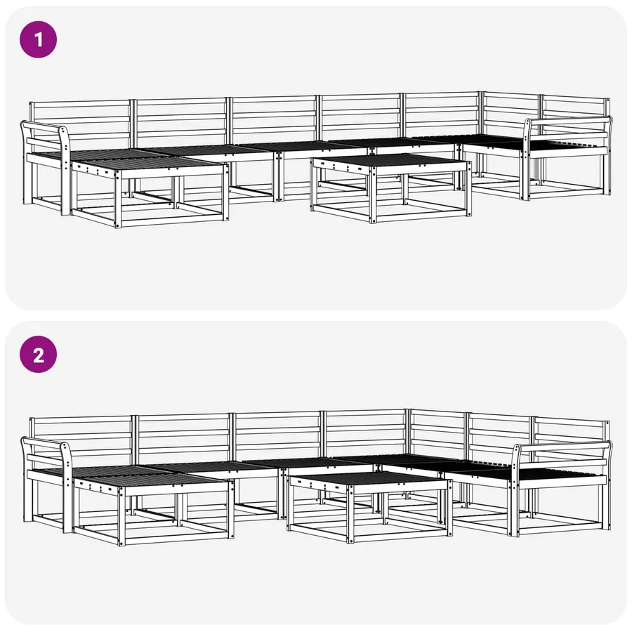 Ensemble de canapés d'extérieur 8 pcs Naturel - 10